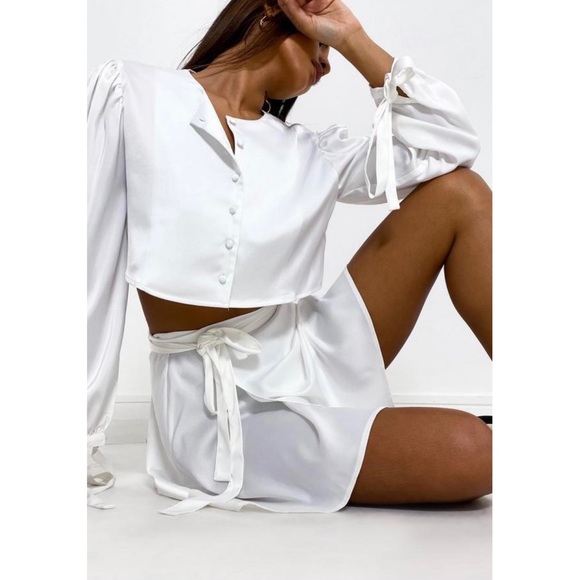 White Satin Co Ord Set - Picture 4 of 4